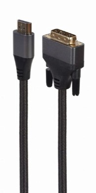 "Kabel HDMI - DVI 1.8m Braided 4K UHD Premium series Gembird P/N: CC-HDMI-DVI-4K-6"